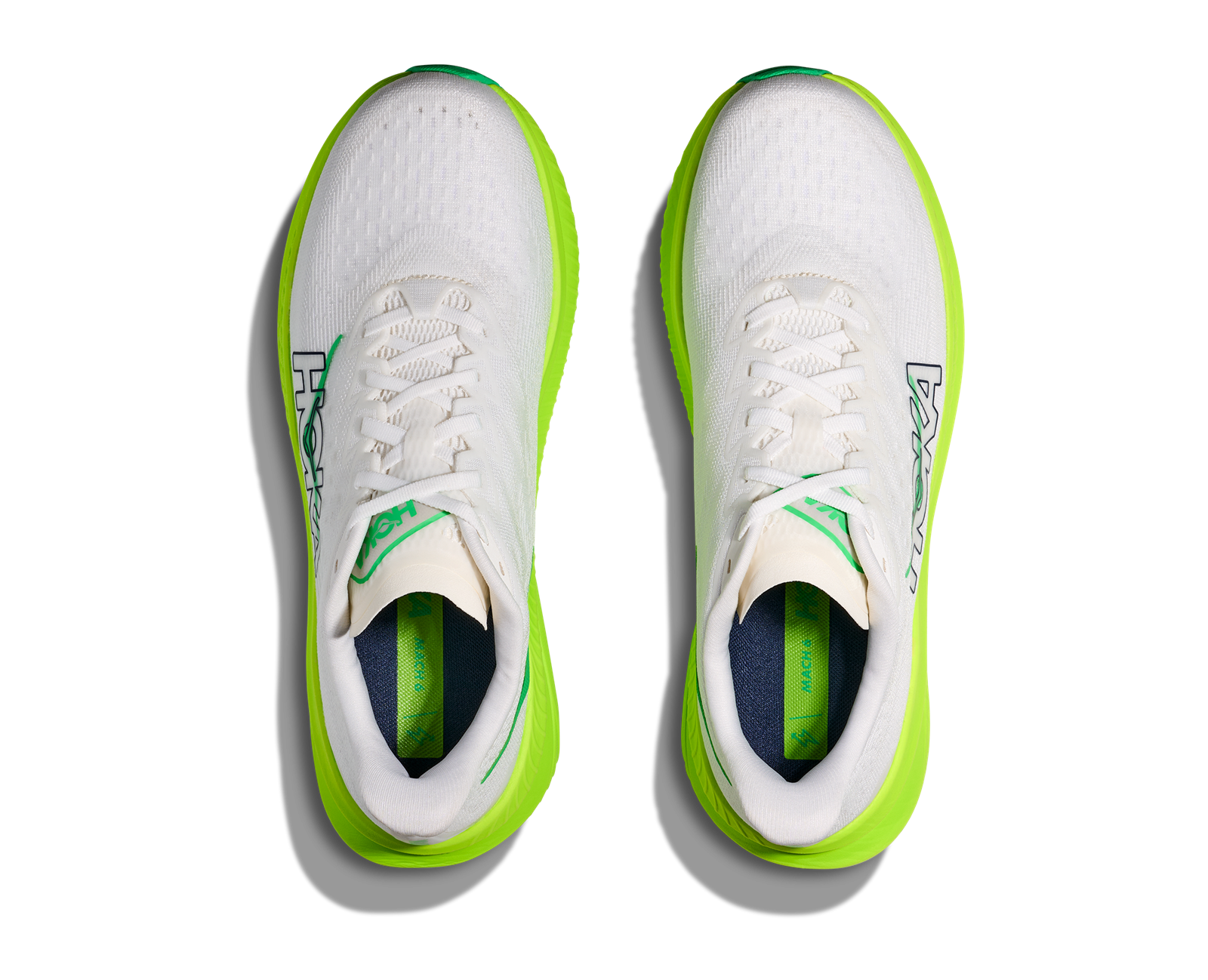 NEW HOKA men\'s mach 6 running shoes in white/neon lime Hoka Mach 6 (D Standard) Mens White/Neon Lime main image 4