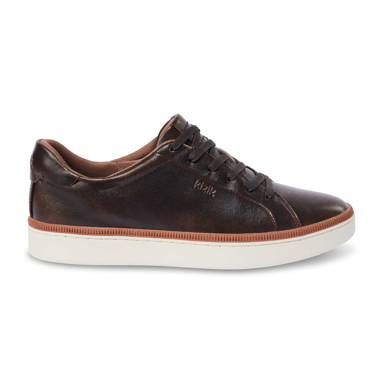 BRAND NEW DISCONTINUED Kizik Brown Leather Vegas Slip On Shoes (unisex) Kizik Vegas Collection main image 3